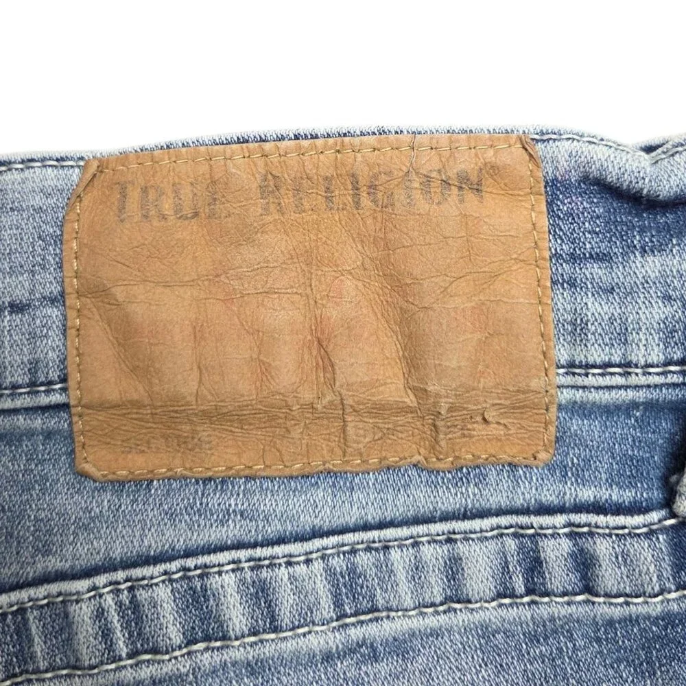 True Religion Ricky Jeans Mens 34 x 34 Relaxed Straight Distressed Light‎ Wash